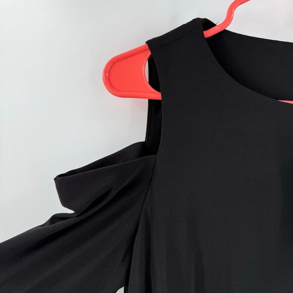 Lauren Ralph Lauren Dress Size 10 Cold Shoulder Bell Sleeve Black Stretch NWT - Picture 6 of 13